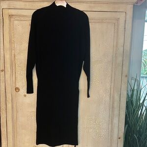 Reiss Gabby Long Sleeve Black Wool Blend Sweater Dress NEW size Medium